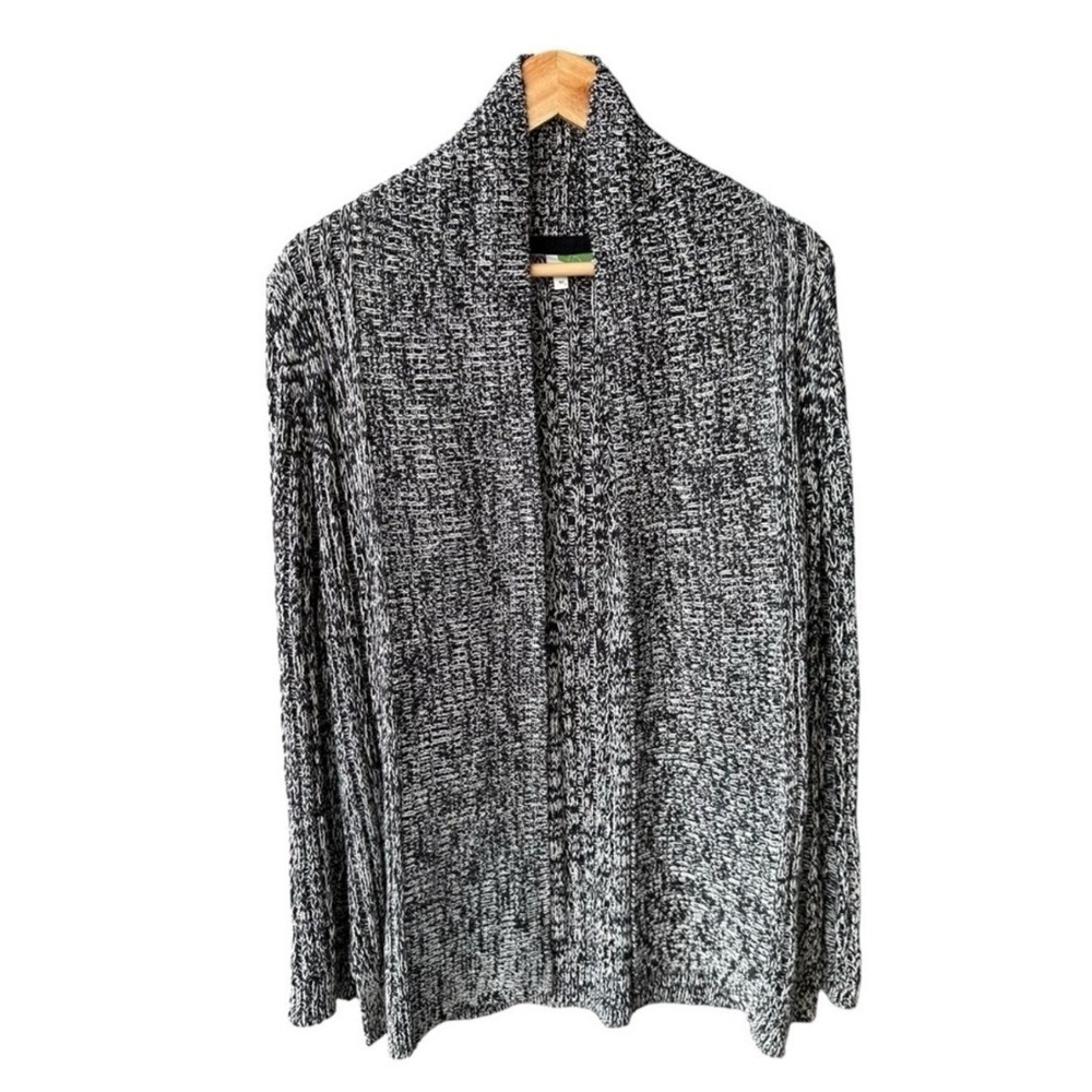 Anthropologie Cardigan Sweater Marled Open Front Chunky Knit Grey Boho Size XS